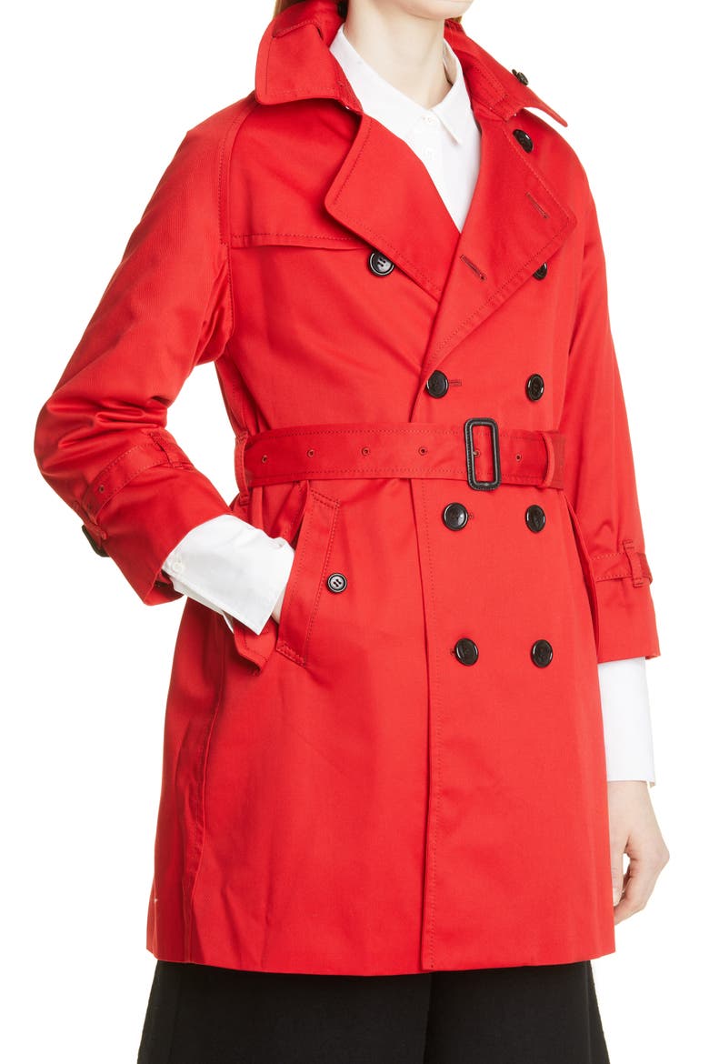 Short Trench Coat, Alternate, color, RED X WHITE