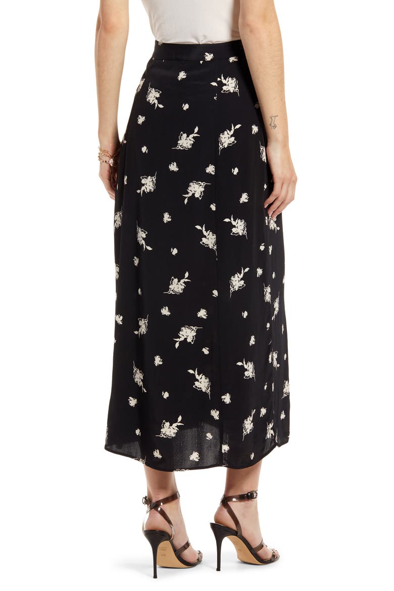 High Waist Midi Skirt (Nordstrom Exclusive), Alternate, color, BLACK ETCH FLOWERS