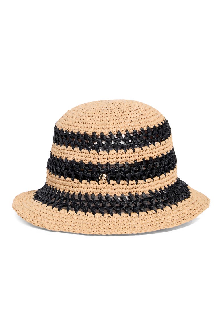 striped spade cloche, Alternate, color, NATURAL BLACK