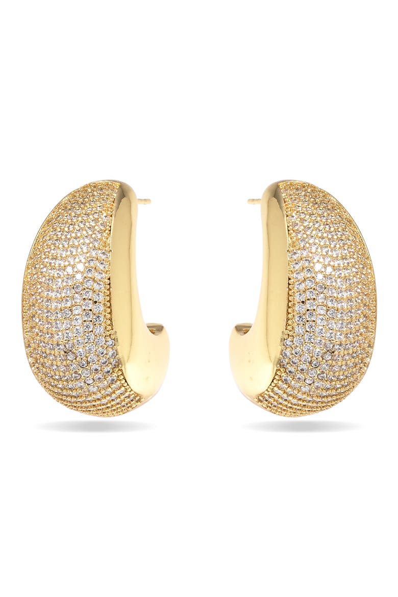 Seren Cubic Zirconia Hoop Earrings, Alternate, color, GOLD