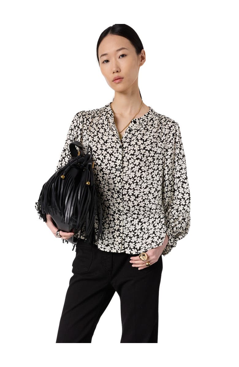 GERARD DAREL Céonie Floral Print Shirt, Main, color, Black