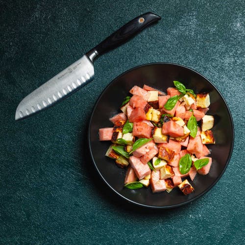 Messermeister Blacksmith Santoku Knife With Kullens 6.5 Inches In Black