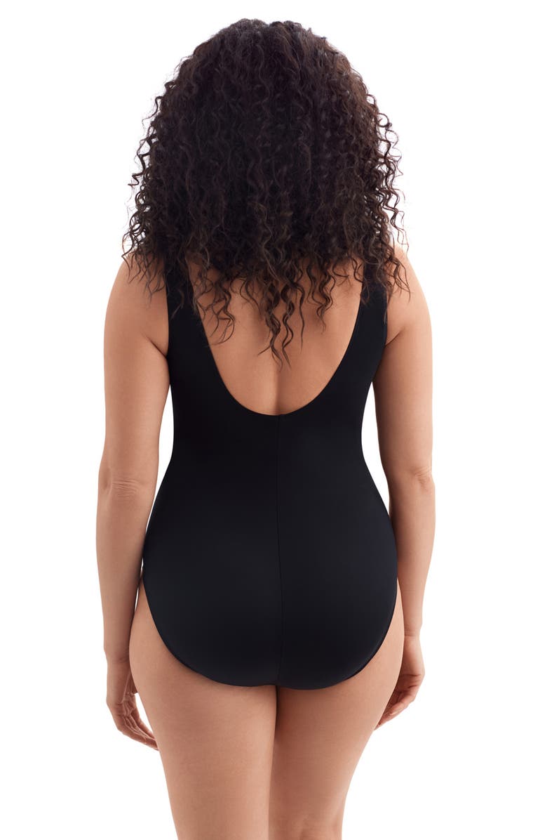Longitude Twist Pull Sash Tank Long Torso One-Piece Swimsuit, Alternate, color, Beaded Glam