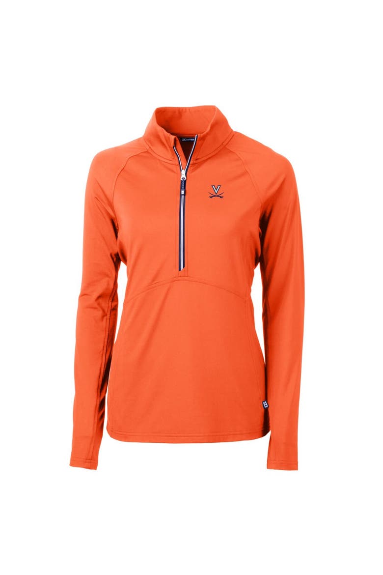 Women's Cutter & Buck Orange Virginia Cavaliers Adapt Eco Knit Half-Zip Pullover Jacket, Main, color, Orange