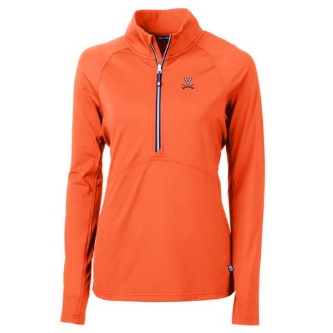 Women's Cutter & Buck Orange Virginia Cavaliers Adapt Eco Knit Half-Zip Pullover Jacket
