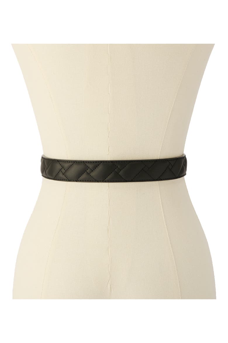 Micro Quilt Leather Belt, Alternate, color, BLACK/ANTIQUE BRASS