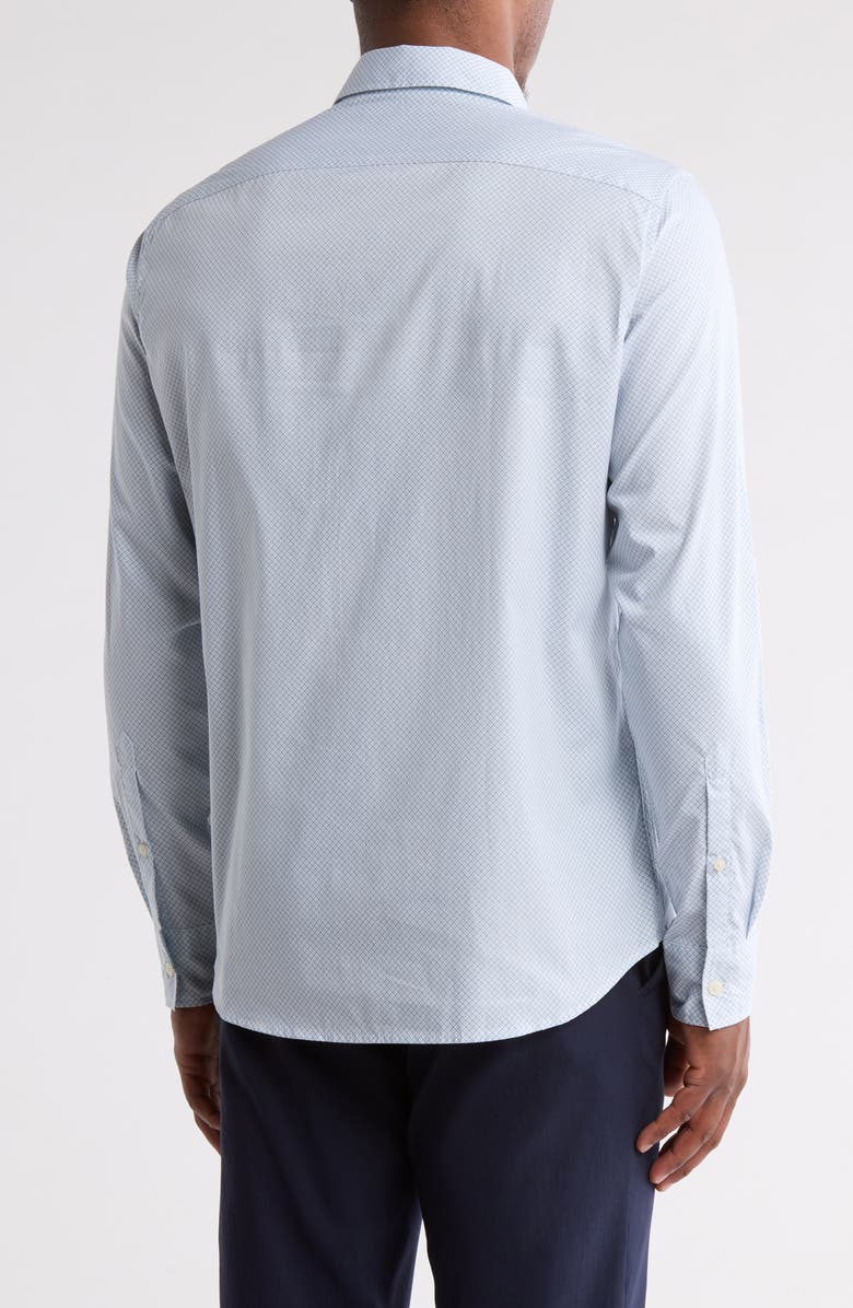 Michael Kors Slim Fit Tiled Geometric Print Stretch Cotton Button-Up Shirt, Alternate, color, Chambray