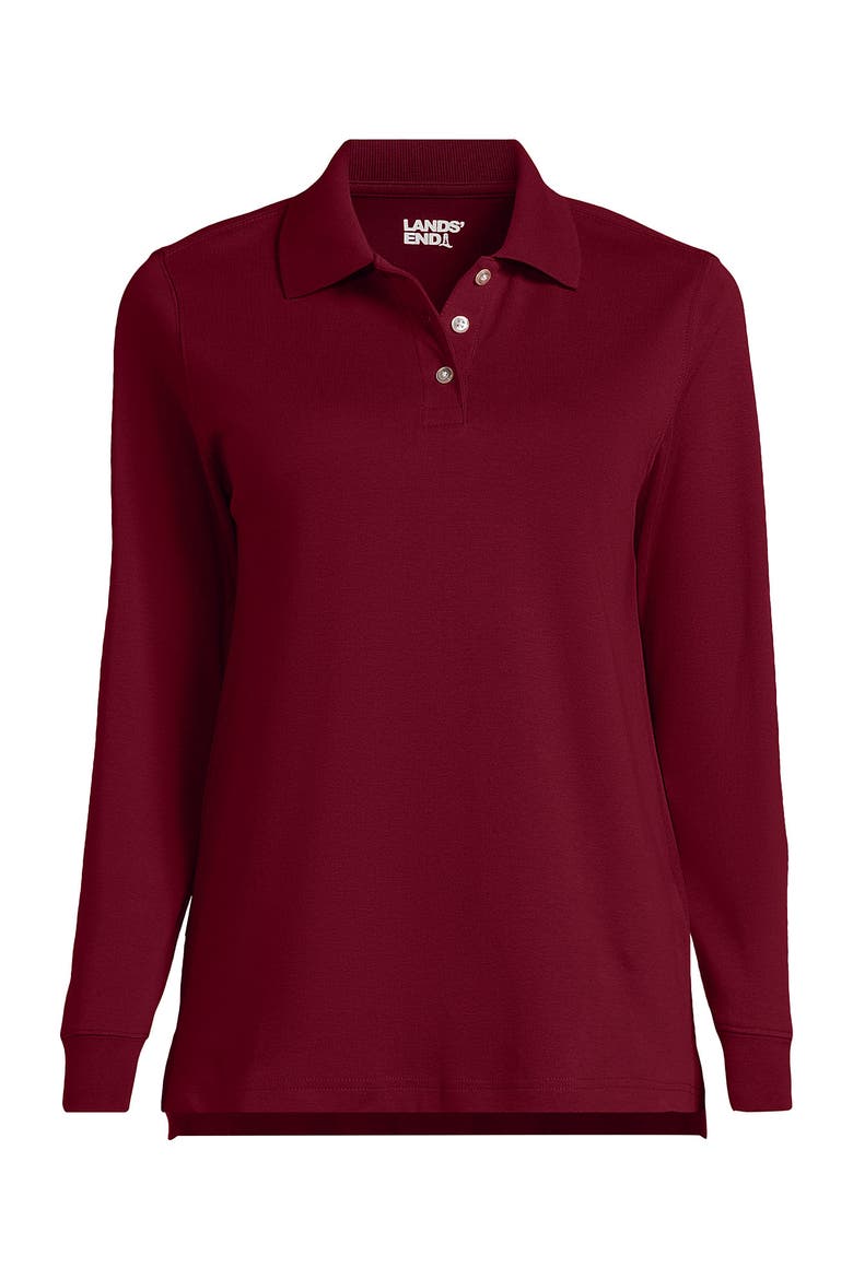 School Uniform  Long Sleeve Interlock Polo Shirt, Alternate, color, Garnet