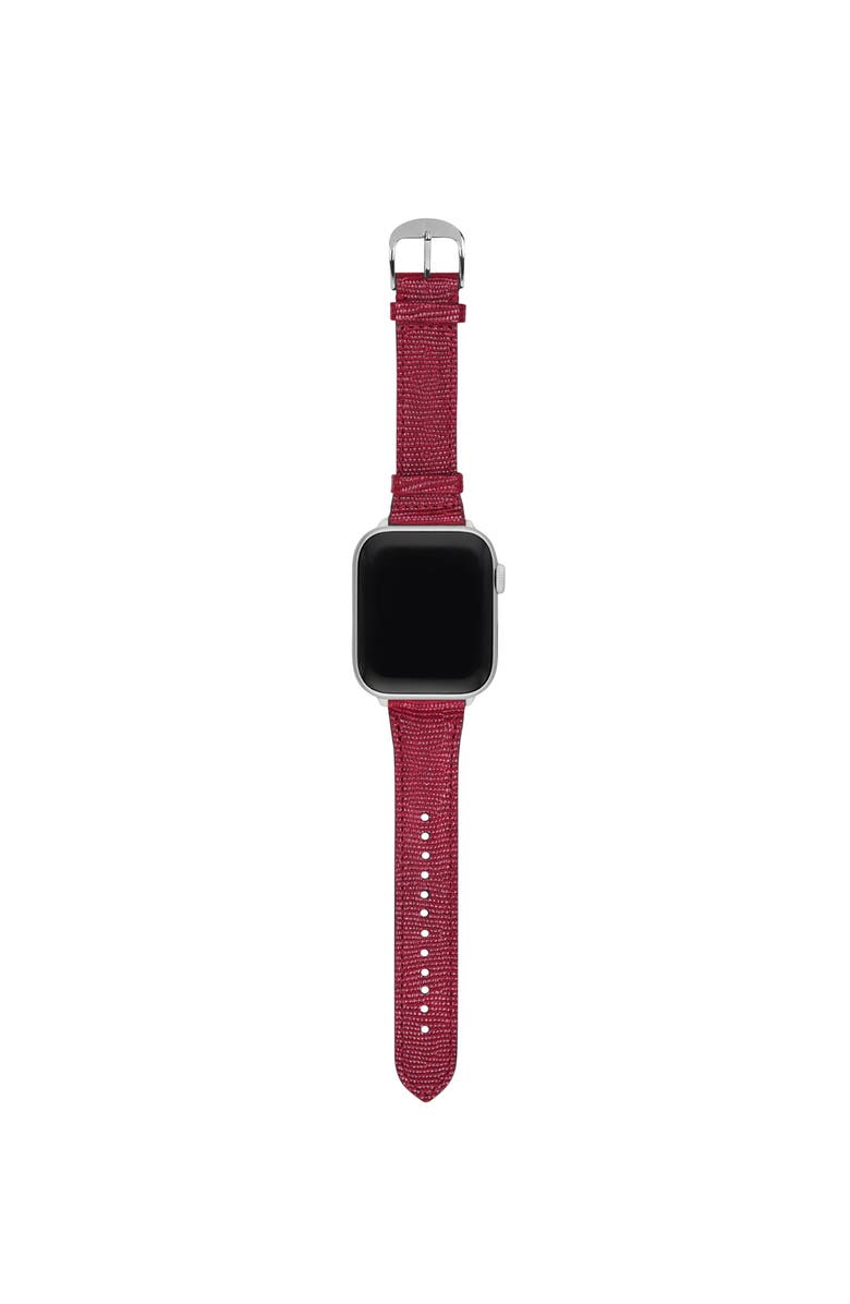 HYER GOODS Upcycled Leather Apple Watch Band, Alternate, color, Red / Silver- 38/40/41Mm