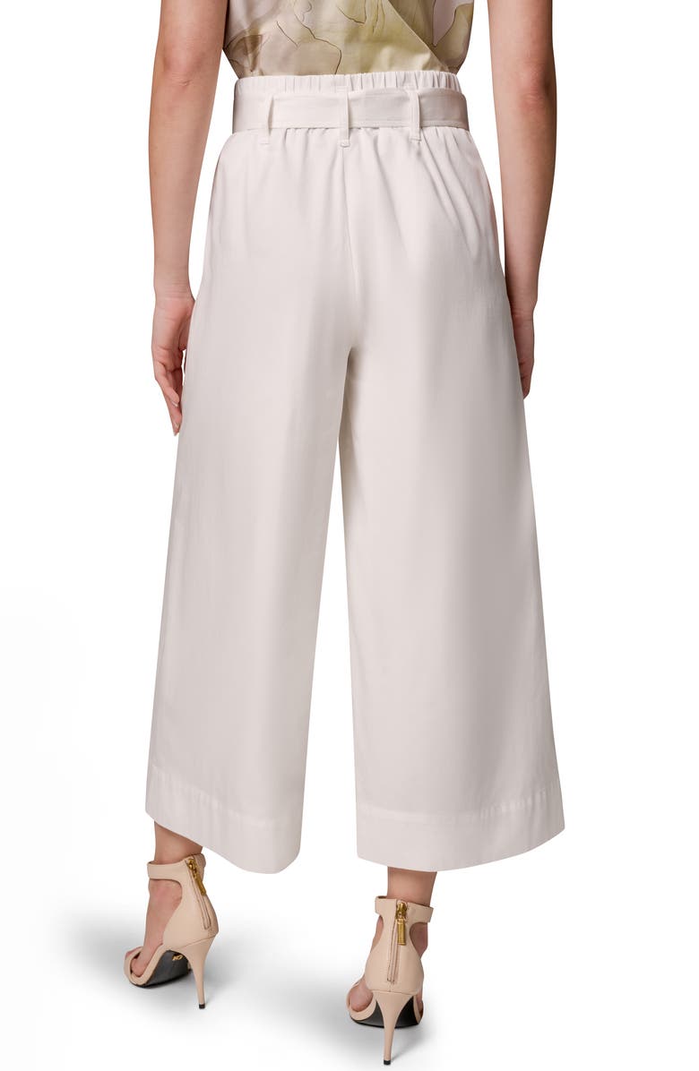 Donna Karan New York Pleated Wide Leg Crop Stretch Cotton Pants, Alternate, color,