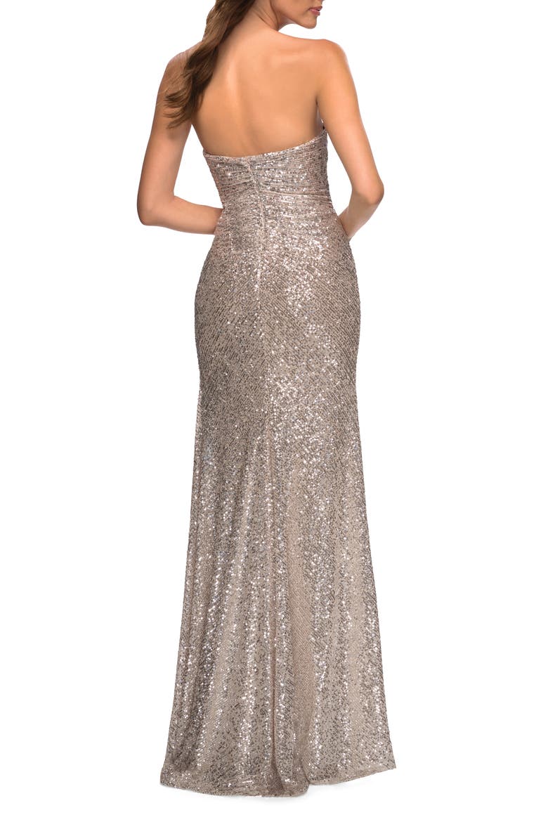 Strapless Sequin Gown, Alternate, color, SILVER