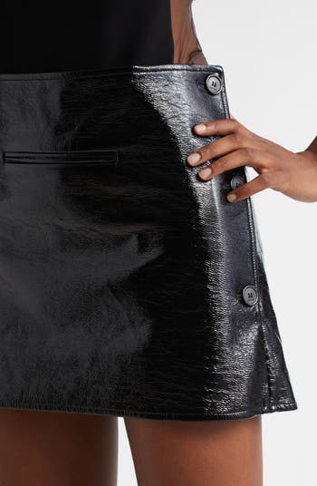 Oblique Vinyl Miniskirt