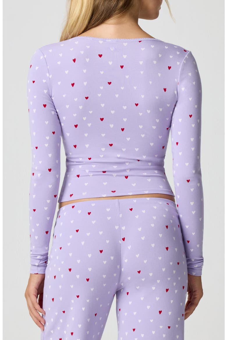 Holidaze Rib Sleep Top, Alternate, color, PURPLE MULTI HEART