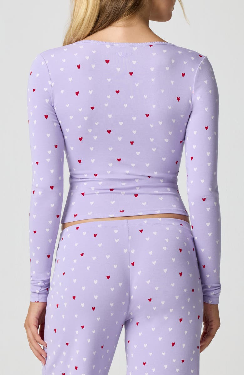 Florence by Mills Holidaze Rib Sleep Top, Alternate, color, Purple Multi Heart