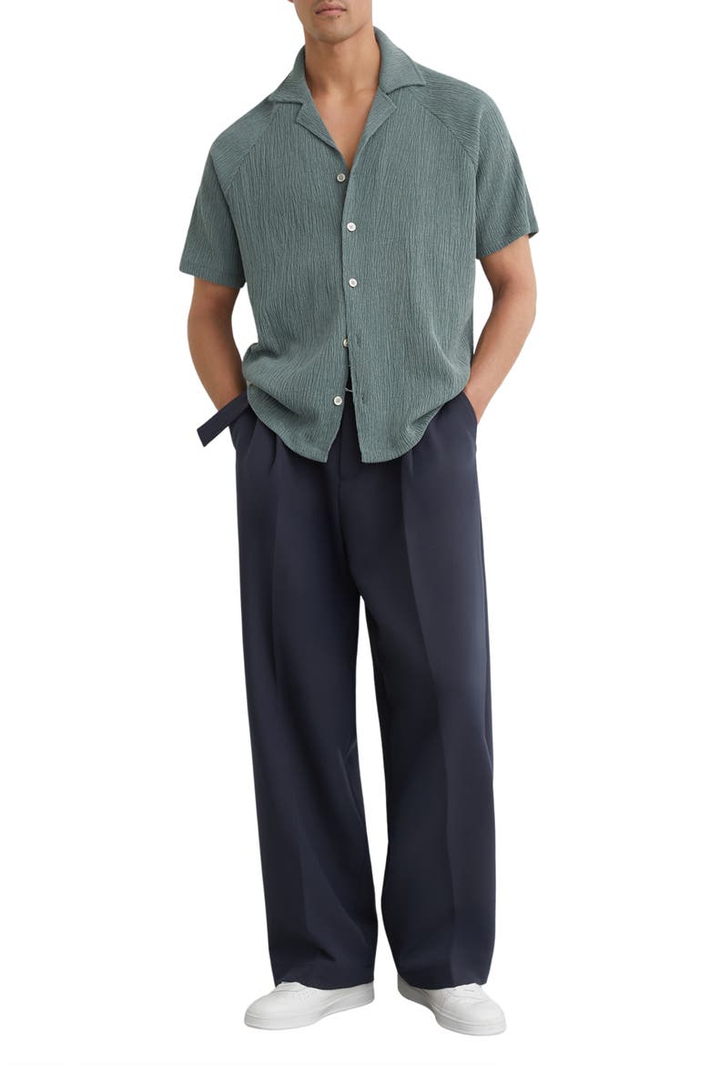 Knox Textured Camp Shirt, Alternate, color, DARK SAGE