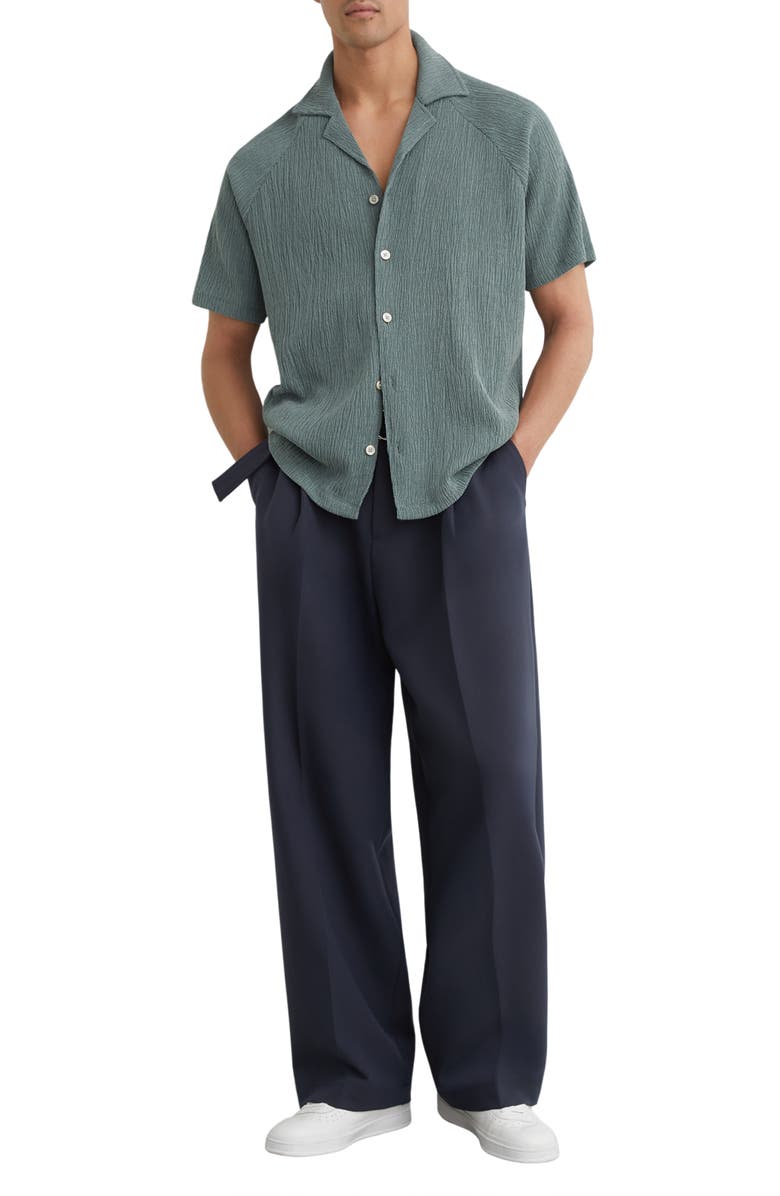 Reiss Knox Textured Camp Shirt, Alternate, color, Dark Sage