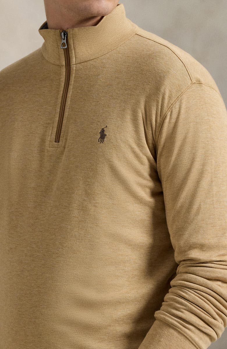 Polo Ralph Lauren Lux Heathered Quarter Zip Pullover, Alternate, color, Classic Camel Heather/ C8888
