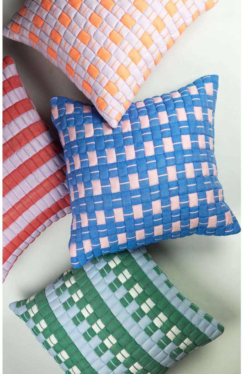 Archive New York Quilted Sujani Checkered Throw Pillow, Alternate, color, Blue