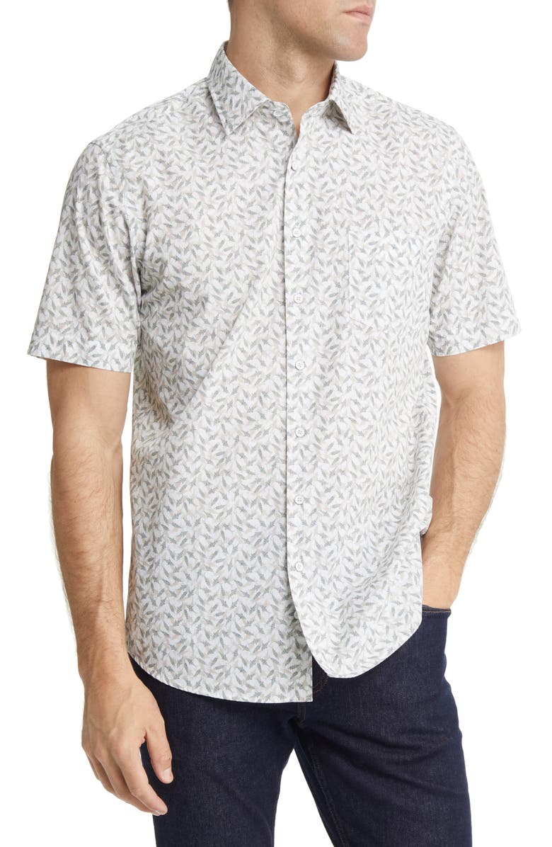 Rodd & Gunn Acacia Bay Fish Print Short Sleeve Button-Up Shirt, Main, color,