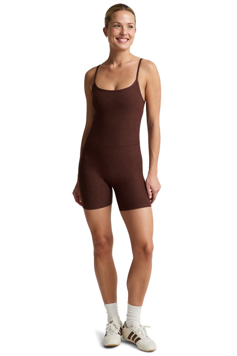 Keep Pace Space Dye Bike Romper, Alternate, color, ICED MOCHA HEATHER