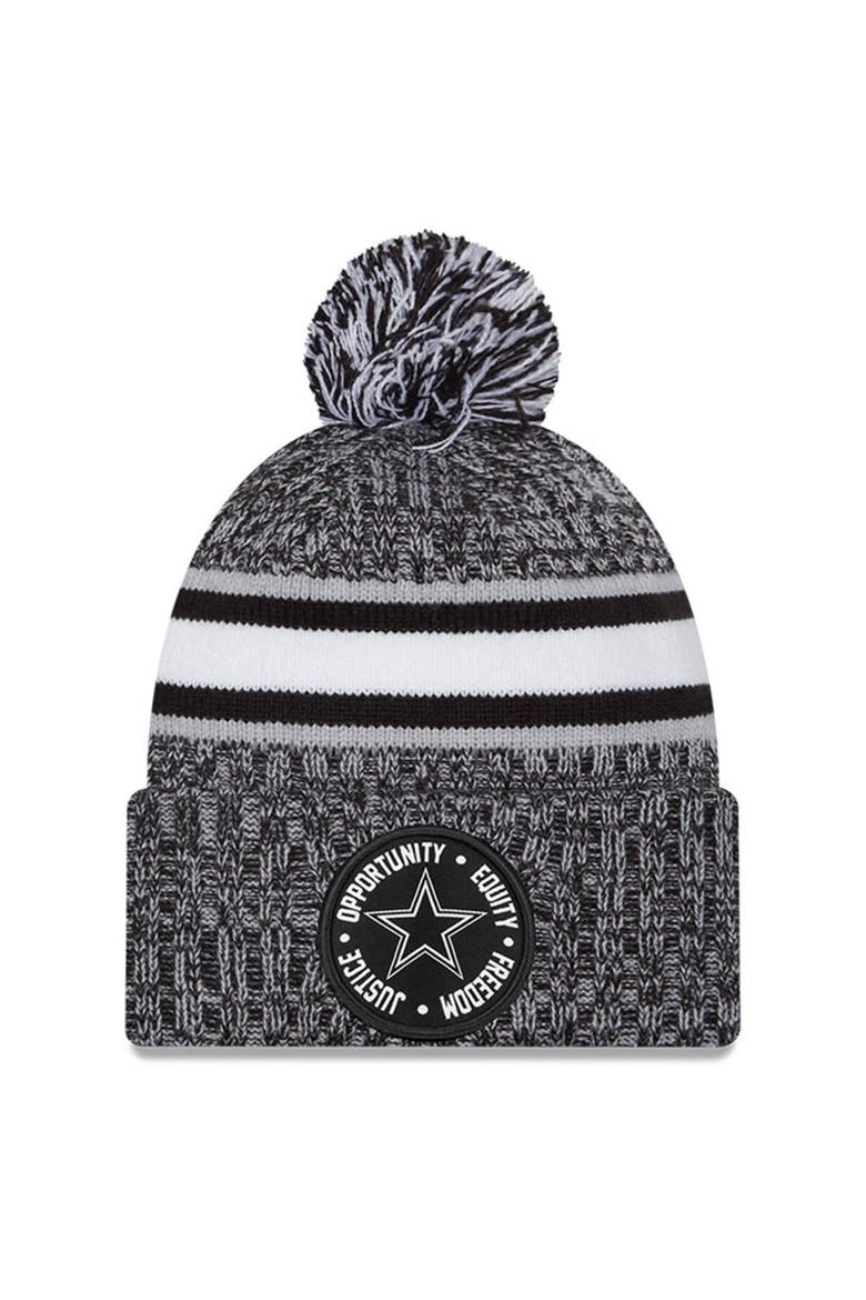 Men's New Era Heather Black Dallas Cowboys 2023 Inspire Change Cuffed Knit Hat With Pom, Main, color, Heather Black