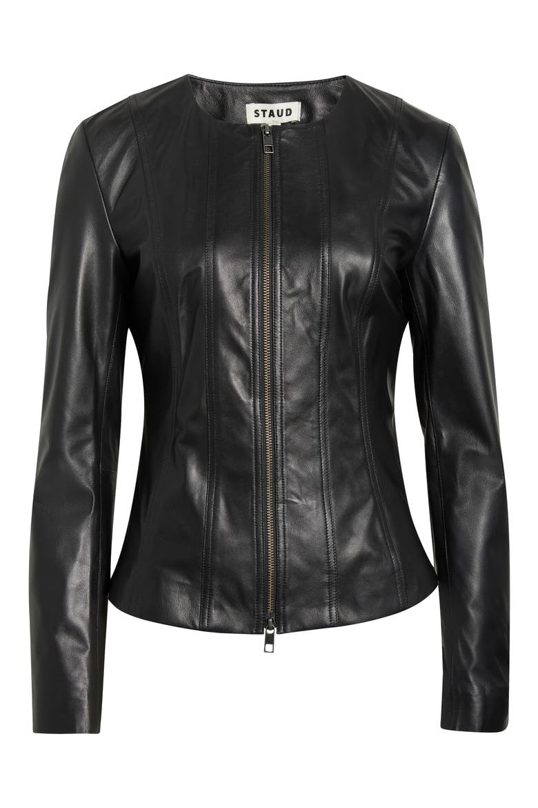 Wells Leather Jacket, Alternate, color, BLACK