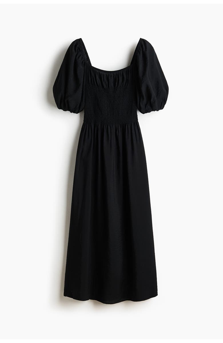 H&M Smocked-waist Dress, Main, color, Black