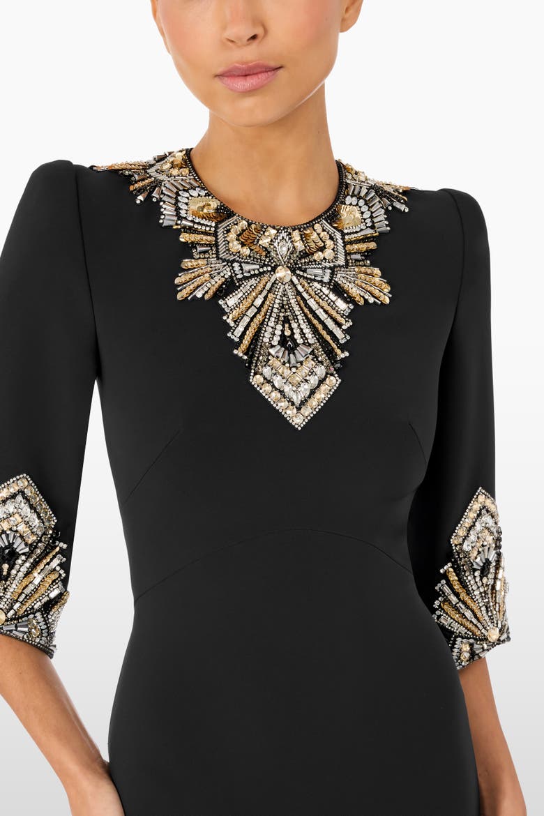 Ice Cascade Embellished Dress, Alternate, color, Liquorice