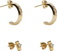 ARGENTO VIVO Cubic Zirconia Stud & Hoop Earrings Set