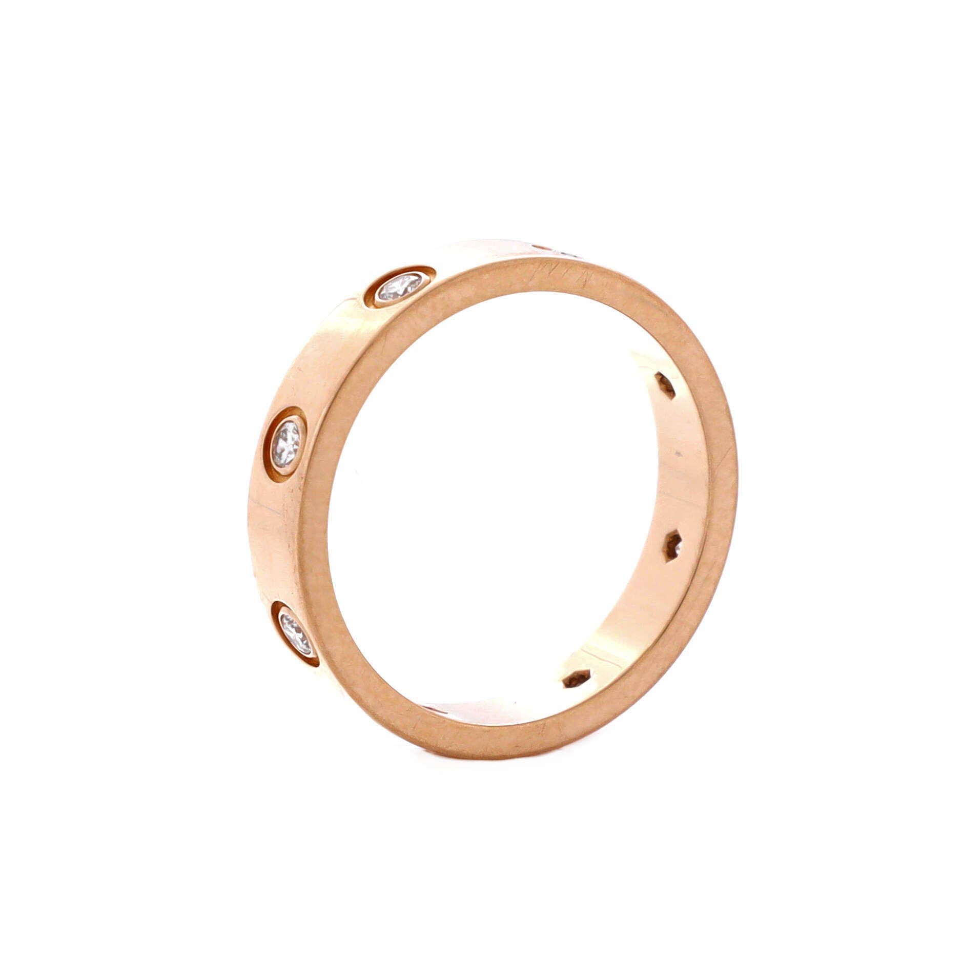 Love Wedding Band 8 Diamonds Ring 18K Rose Gold with Diamonds, Alternate, color, Metallic Gold