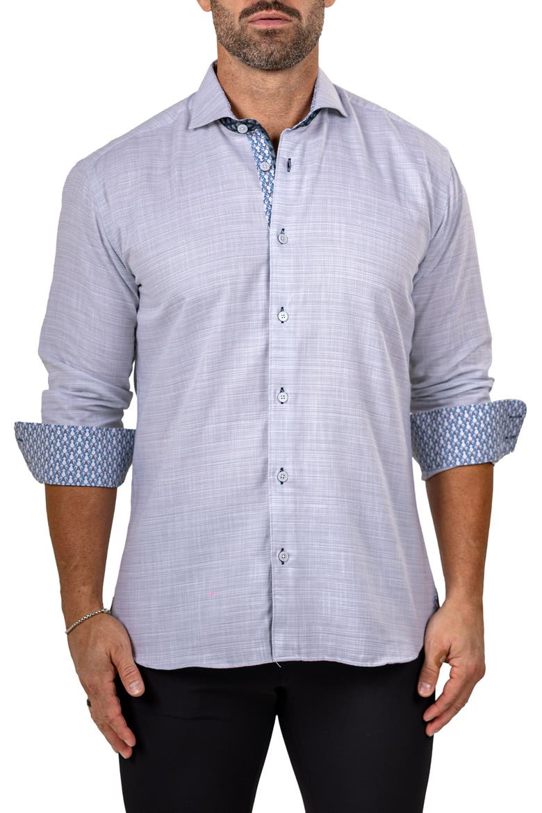 Eins Marthy Cotton Button-Up Shirt, Alternate, color, GREY