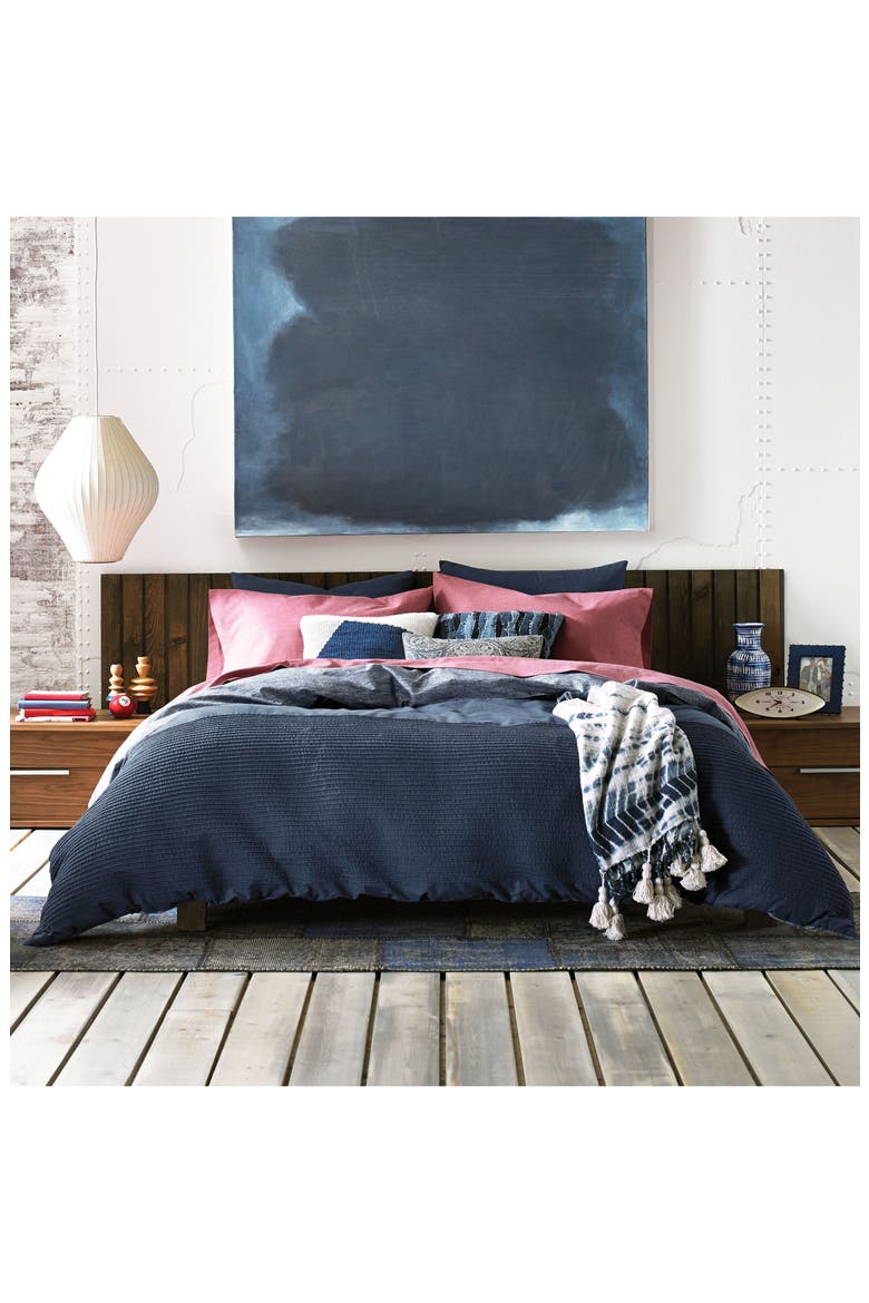 Destroyed Denim Accent Pillow, Main, color, DENIM BLUE