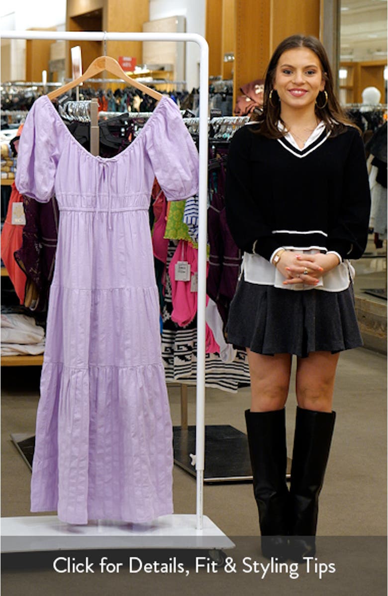 Lilac Lover Textured Stripe Tiered Cotton Maxi Dress, sales video thumbnail