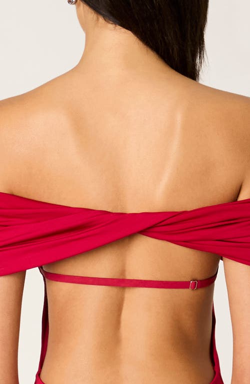 Nia Evangeline Off The Shoulder Open Back Maxi Dress In Pink