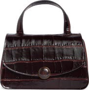 Vince Flora Mini Croc Embossed Leather Top Handle Bag
