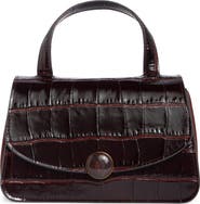 Vince Flora Mini Croc Embossed Leather Top Handle Bag