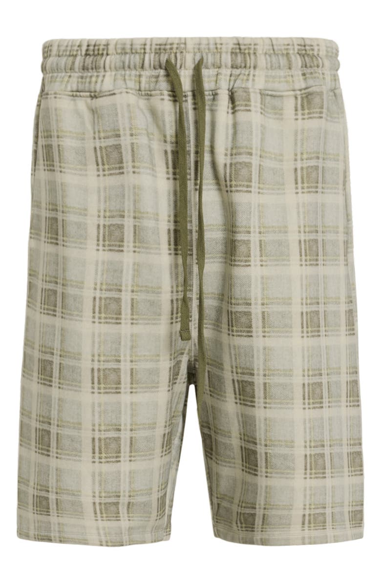 AllSaints Benji Plaid Sweat Shorts, Alternate, color, Dusty Light Brown