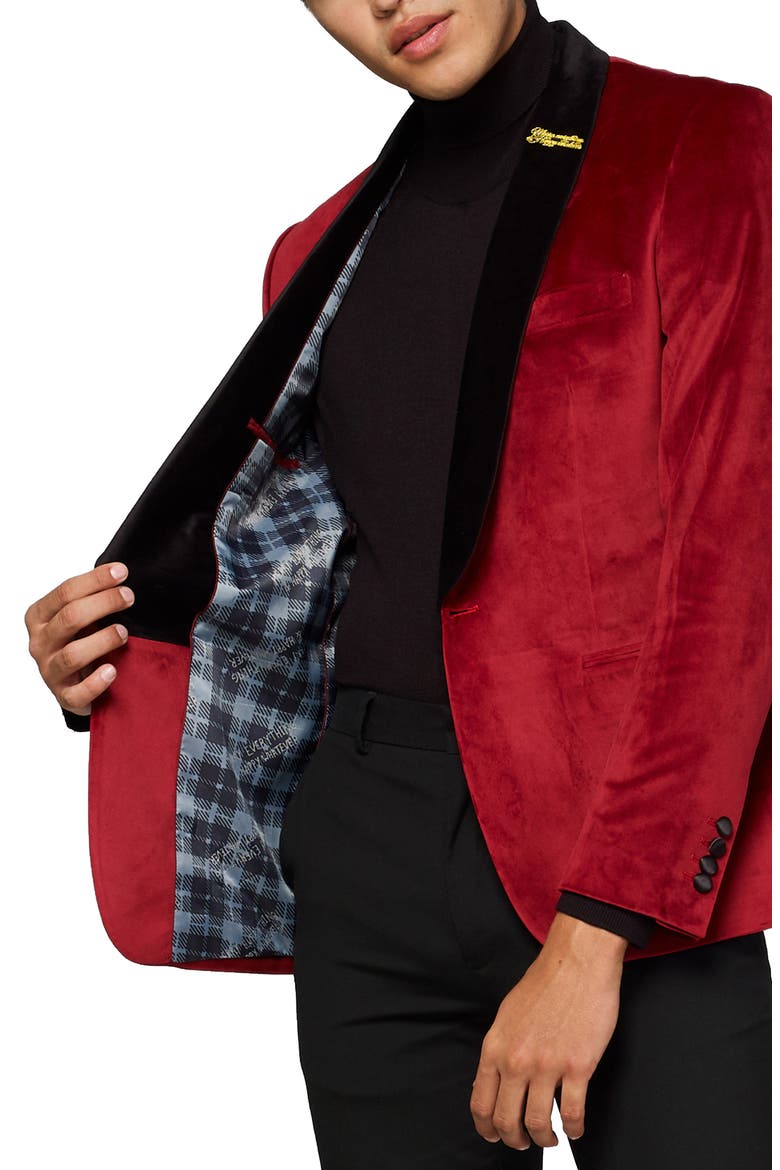 Deluxe Burgundy Velvet Dinner Jacket, Alternate, color, RED