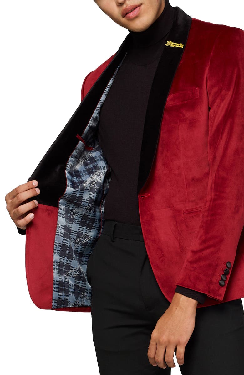OppoSuits Deluxe Burgundy Velvet Dinner Jacket, Alternate, color, Red