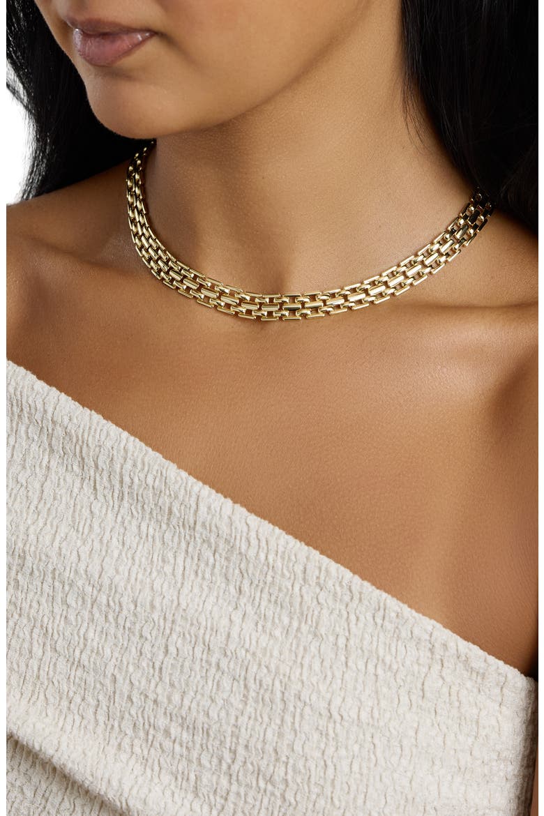 Modern Muse Thick Tile Chain Necklace, Alternate, color, GOLD
