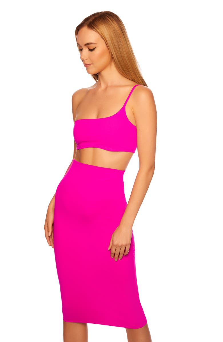Susana Monaco One-Shoulder Crop Top, Alternate, color, Magenta
