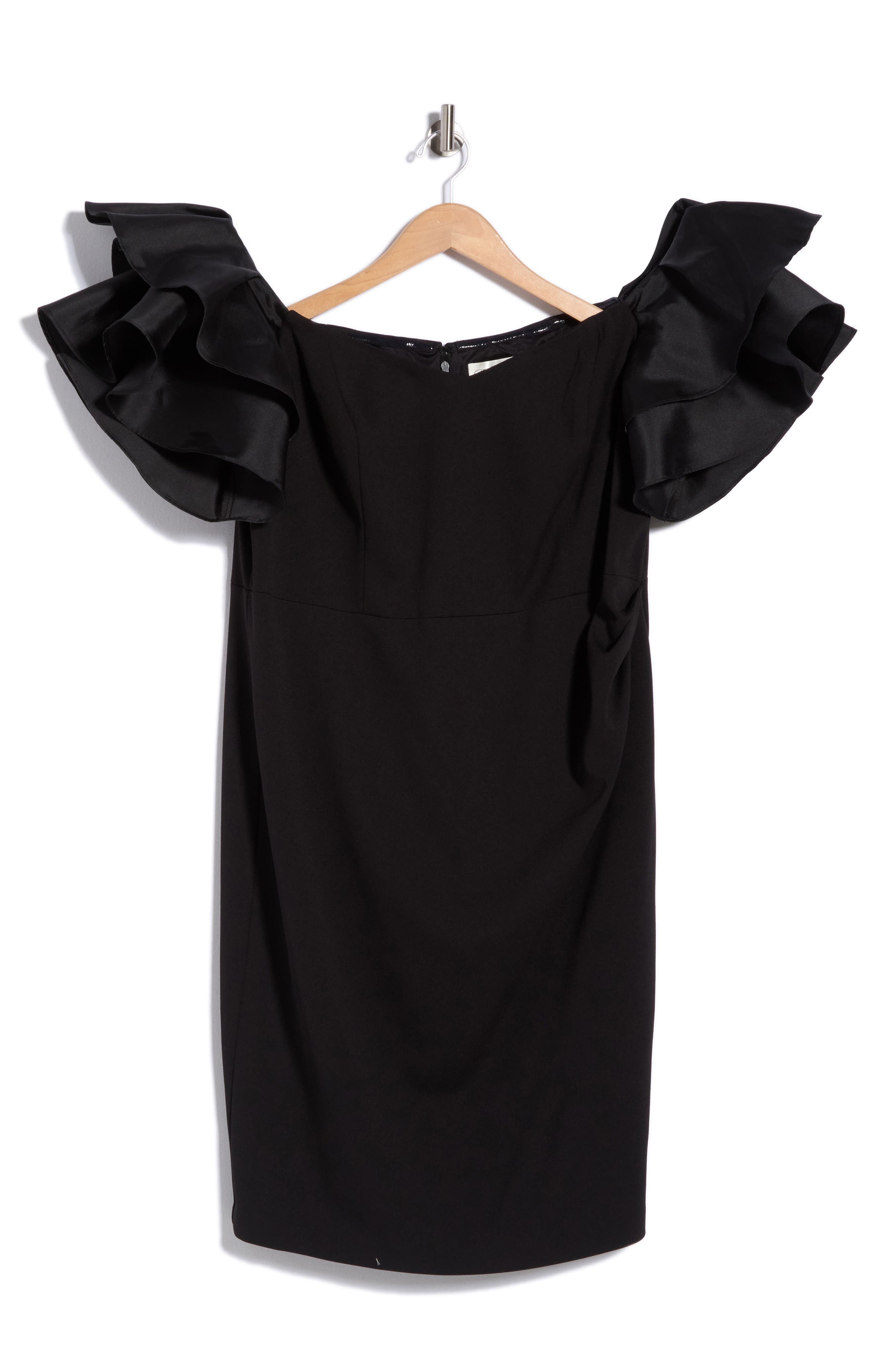 Off the Shoulder Ruffle Sleeve Sheath Dress