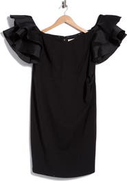 Eliza J Off the Shoulder Ruffle Sleeve Sheath Dress