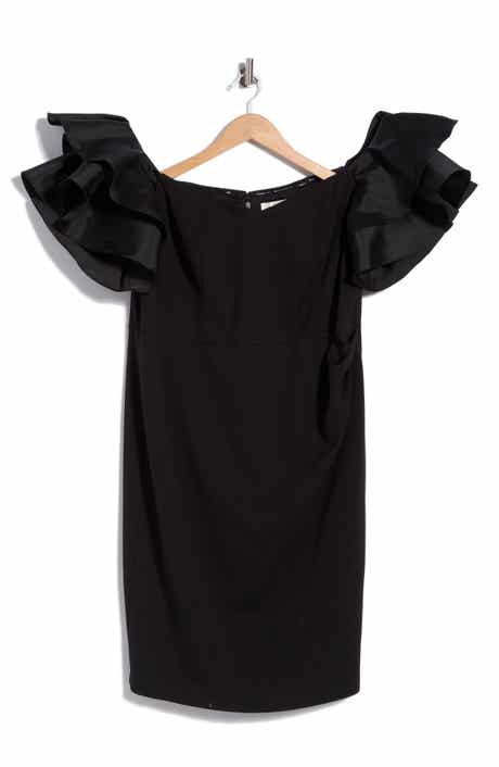 Off the Shoulder Ruffle Sleeve Sheath Dress