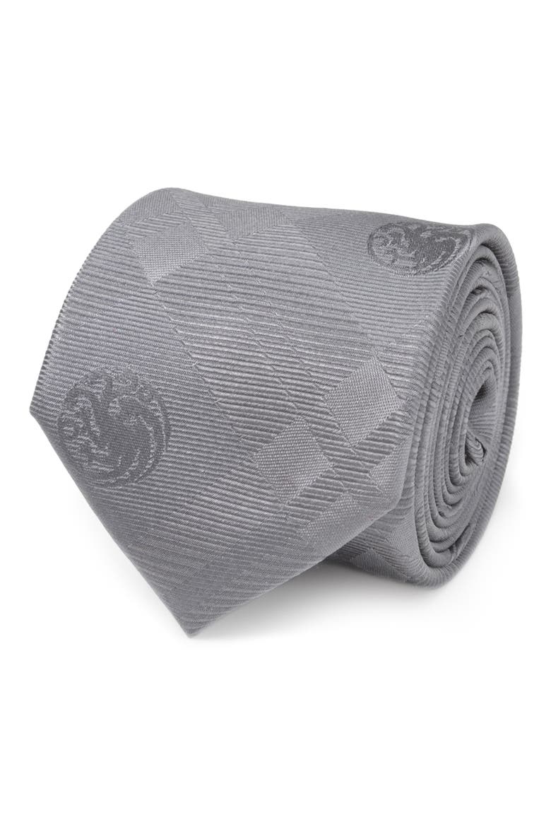 x Game of Thrones Targaryen Dragon Plaid Silk Tie, Alternate, color, GREY