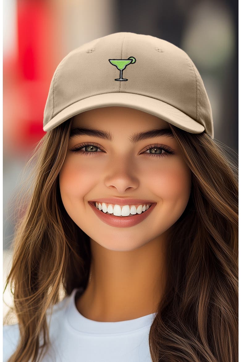 Margarita Embroidered Dad Hat, Alternate, color, Khaki