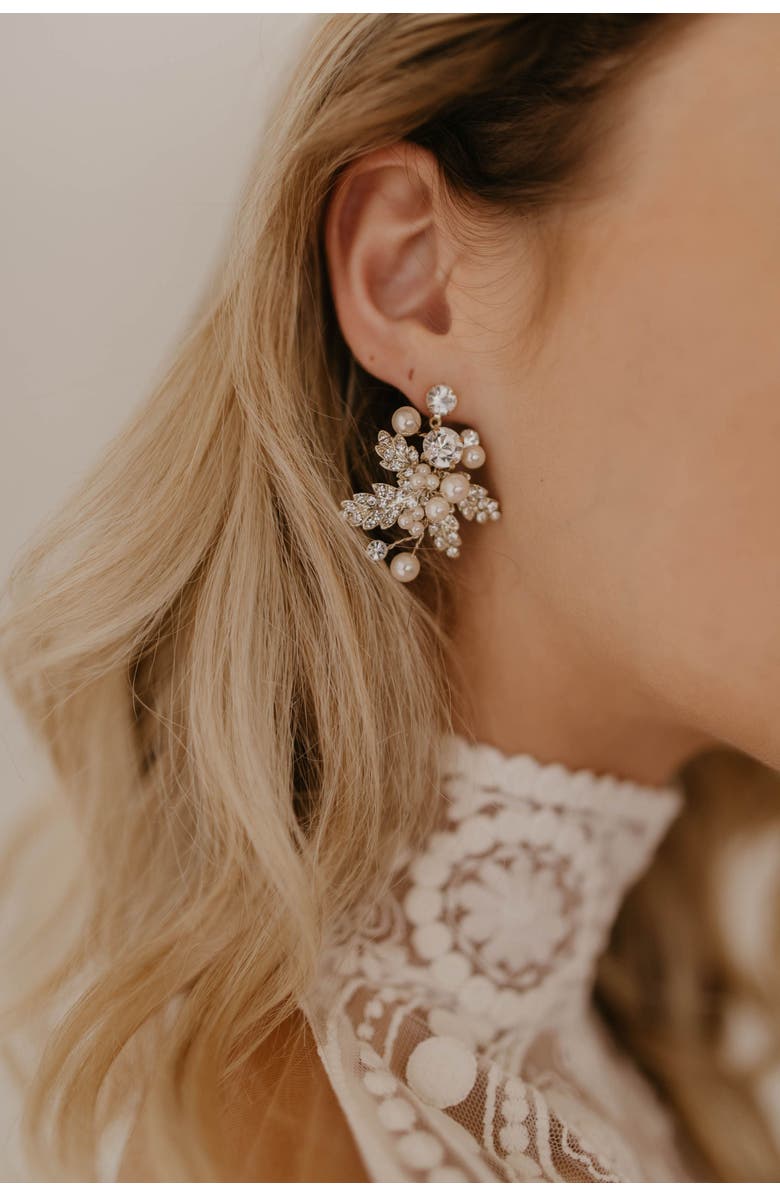 Untamed Petals Gwen Crystal Earrings, Alternate, color, Gold