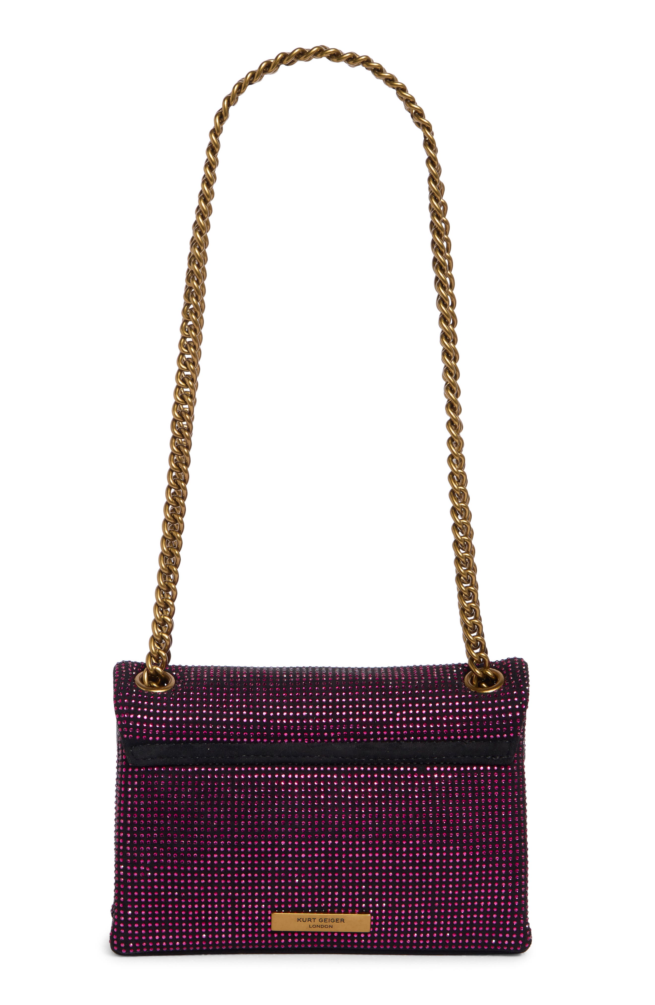Kurt Geiger London Crystal Encrusted Mini Kensington Convertible Shoulder Bag, Alternate, color, Fuchsia Combo