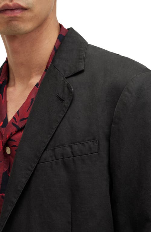 Allsaints Sainte Linen Blend Garment Washed Blazer In Licorice Black