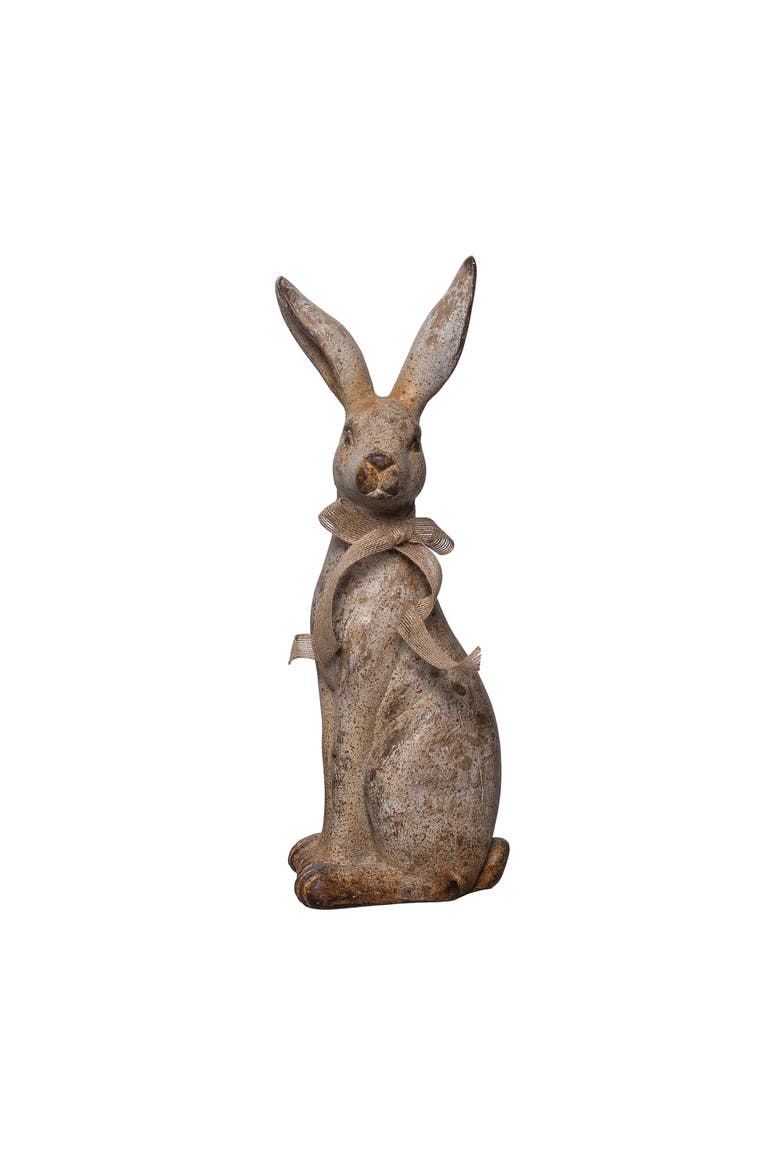 18 Inch MGO Sitting Garden Bunny Resin Multicolored for Spring Home Decor, Main, color, Brown